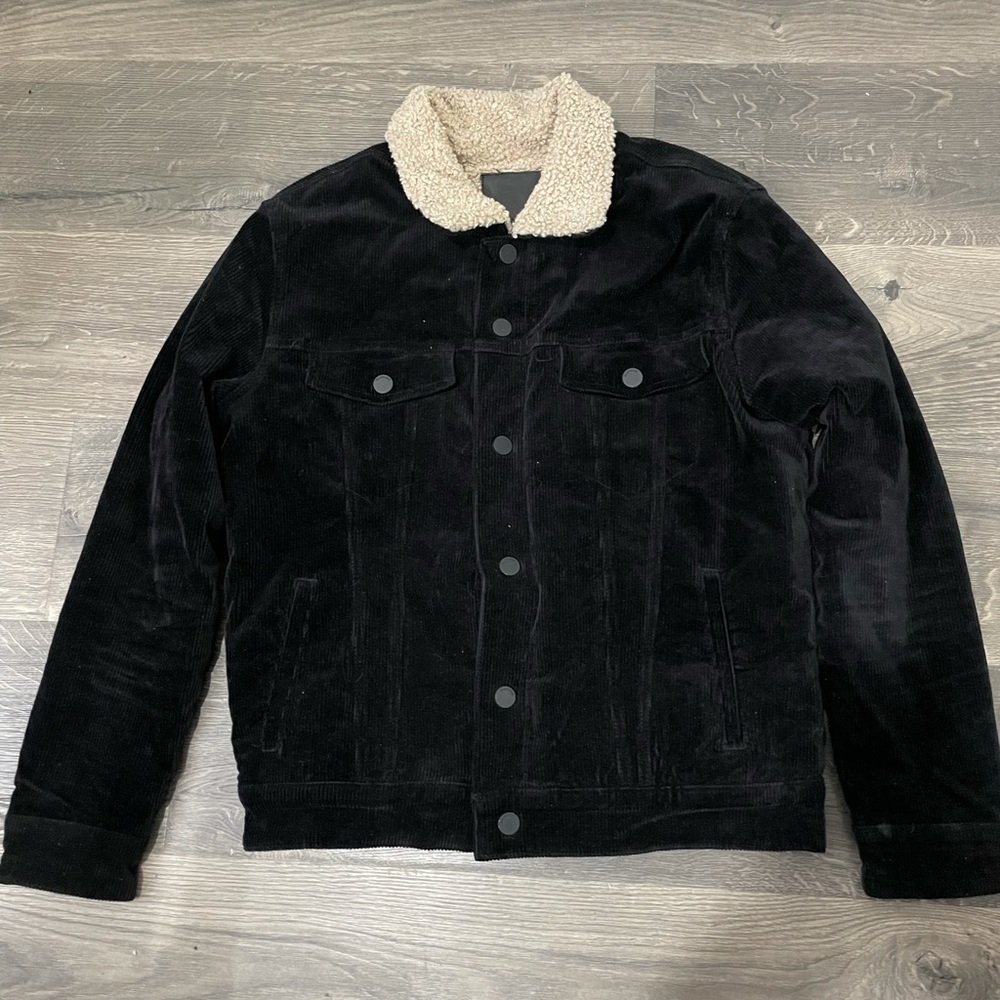 Faux Fur Jeans Jacket in black, size M